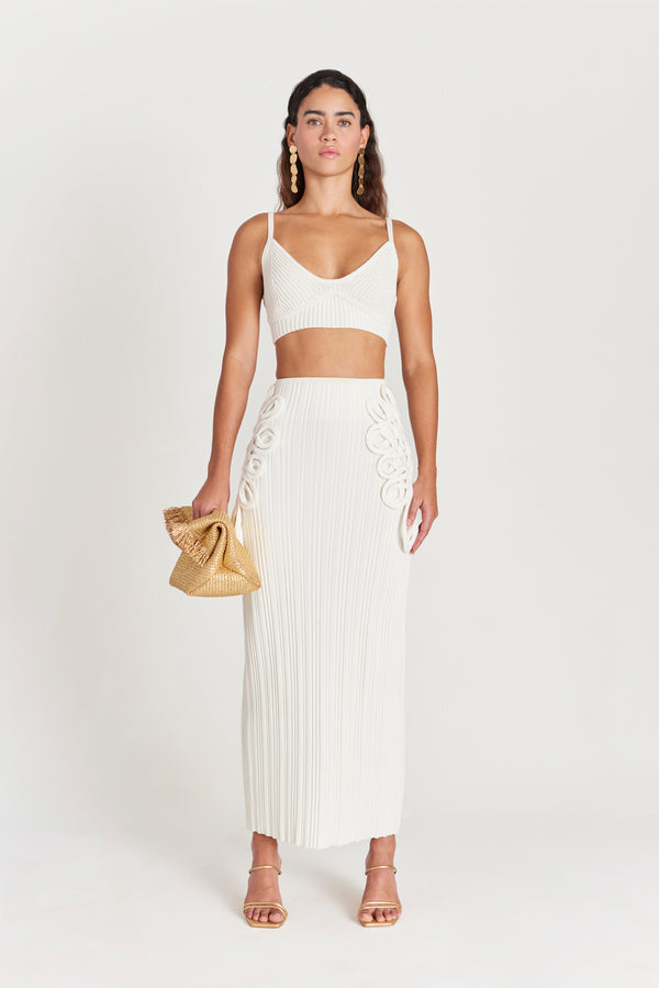 CHASINA KNIT SKIRT - OFF WHITE