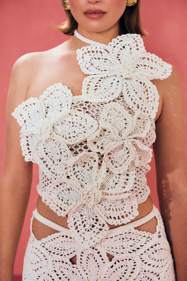 NAZANIN CROCHET TOP - OFF WHITE