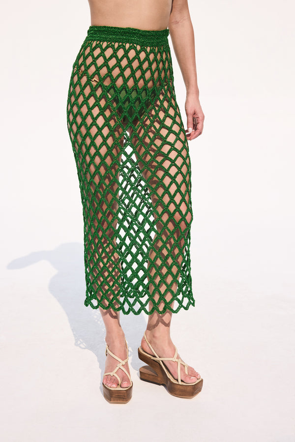 FINN KNIT CROCHET SKIRT - BASIL