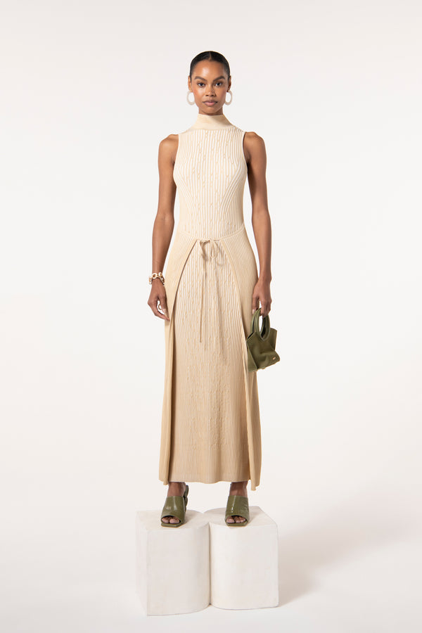 LIORA KNIT DRESS - OFF WHITE SAND