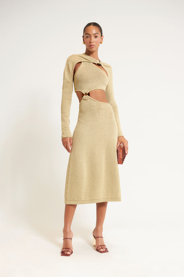 DENICE KNIT DRESS - KHAKI