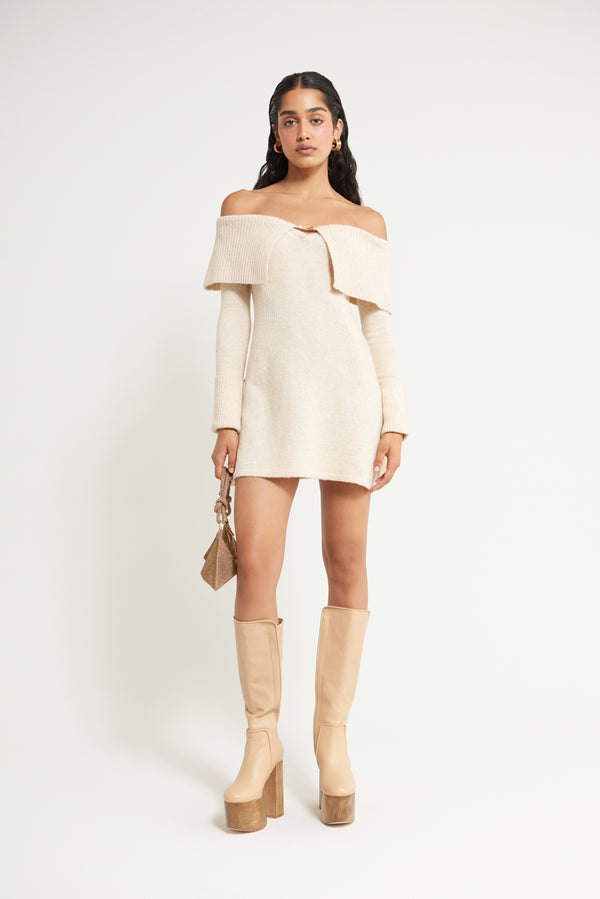 EDNA KNIT DRESS - OFF WHITE