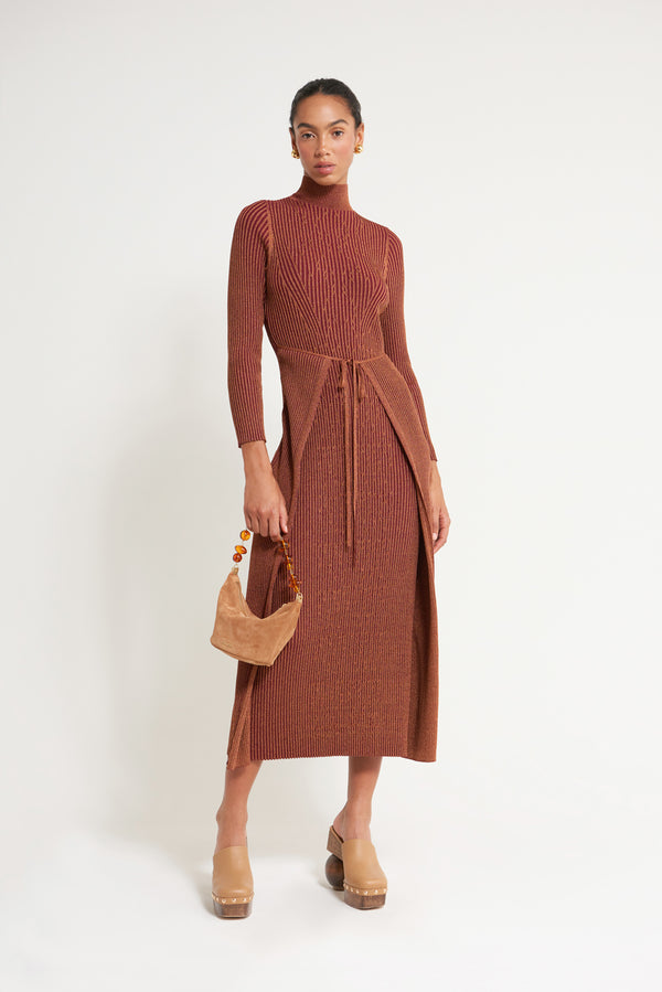 ARABELLA KNIT DRESS - MAROON PEAK