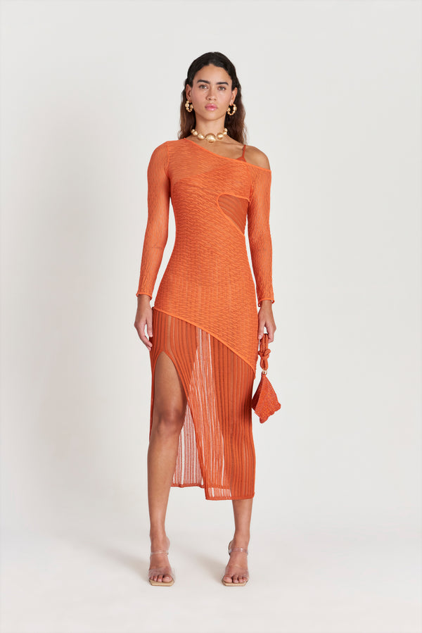 VELDA KNIT DRESS - POPPY RUST