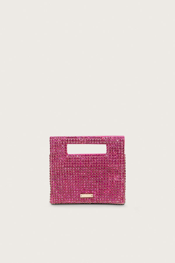 LUCINDA NANO RHINESTONE CLUTCH- DRAGONFRUIT