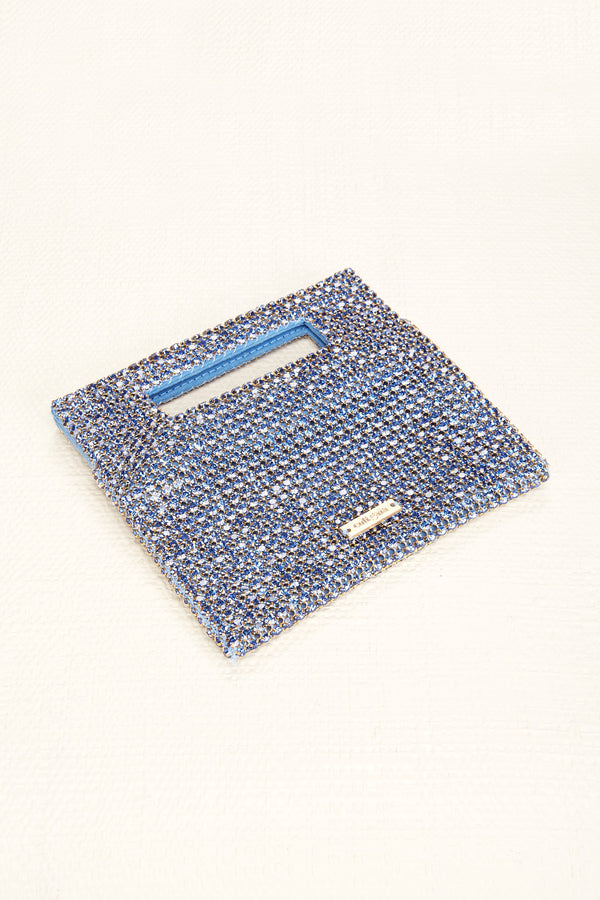 LUCINDA NANO RHINESTONE CLUTCH - LIGHT SAPPHIRE