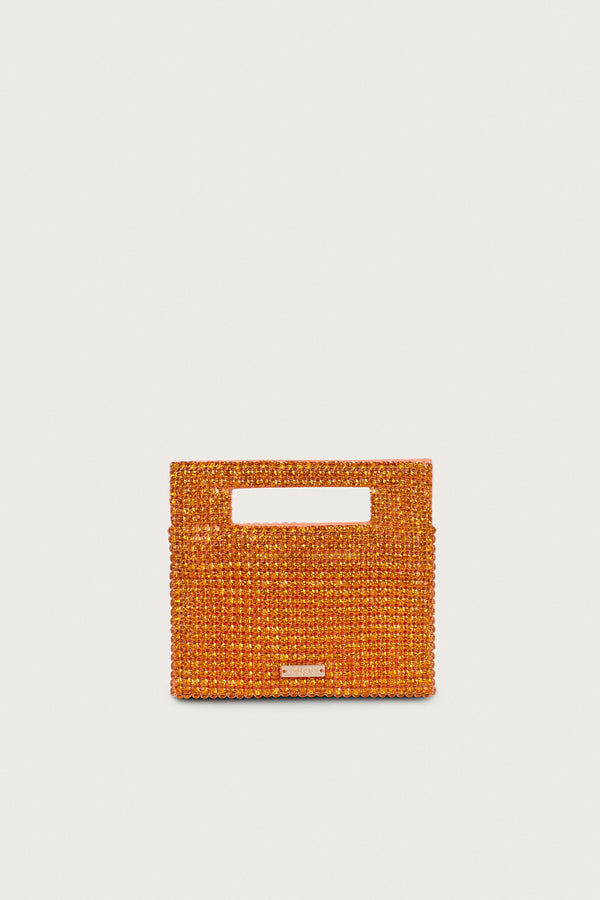 LUCINDA NANO RHINESTONE CLUTCH - PAPAYA